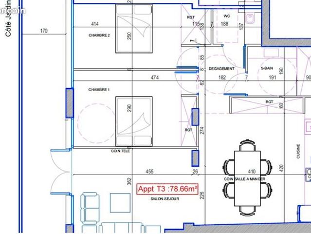 Appartement 3 pièces 80 m²