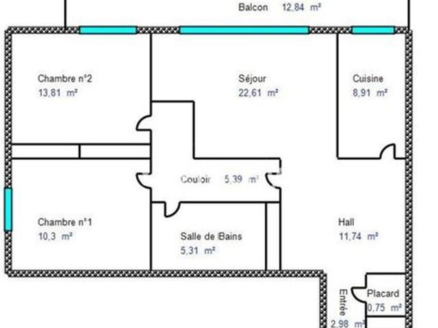 Appartement 3 pièces 84 m²