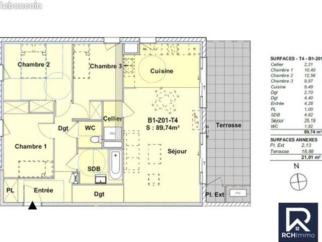 Appartement 3 pièces 90 m²