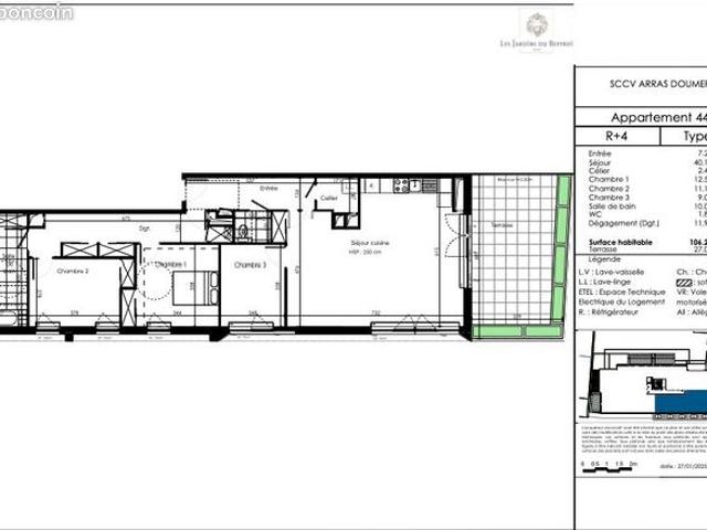 Appartement 3 pièces 106 m²