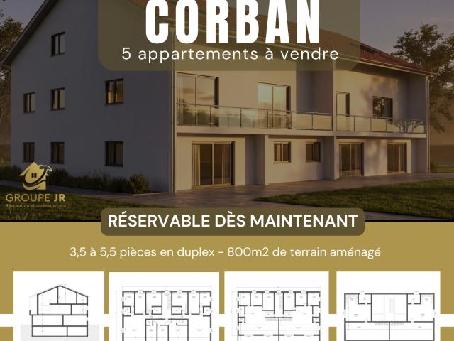 Appartement 3,5 pièces de standing vis à vis nature et cours d'eau Corban