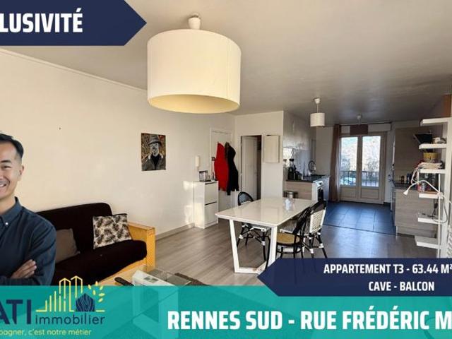 Appartement T3 63m2 RENNES SUD Plein SUD
