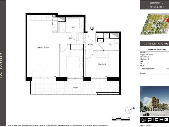 Appartement T3 61.5m2 à louer à Fleury sur orne