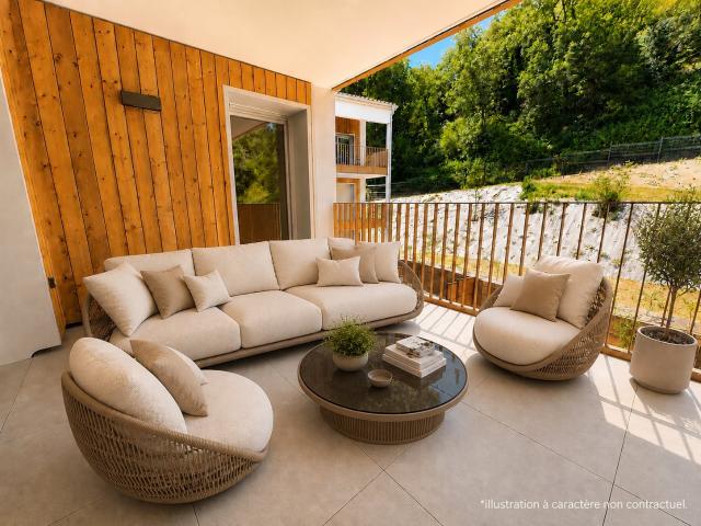 Appartement T3 avec spacieuse loggia exposé Sud/Ouest 54m² Saint Romain en Gal