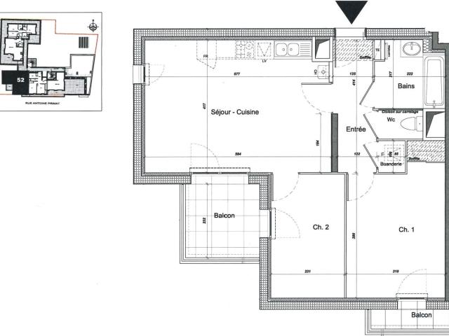 Appartement T3 de 58m² + balcons + garage, Villeurbanne