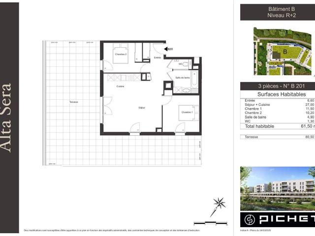 Appartement T3 de 61.5m² au 2éme étage Ambilly