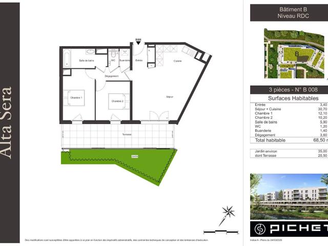 Appartement T3 de 68.5m² au rez de chaussée Ambilly