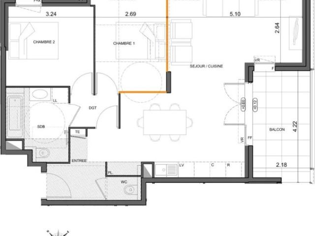 Appartement T3 neuf dans une résidence avec piscine, à deux pas des plages