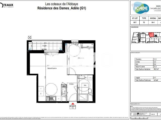 APPARTEMENT T2 44.10m2 RESIDENCE DES DAMES PARKING