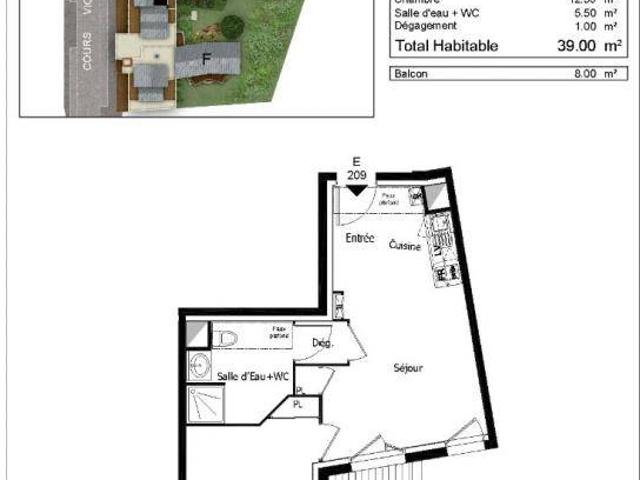 Appartement T2 39m2 à louer à Cenon Pichet
