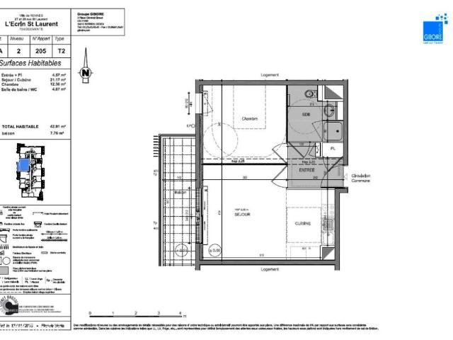 Appartement T2 à louer 42 m²