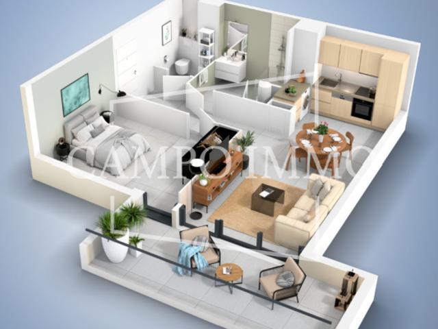DERNIER ETAGE APPARTEMENT T2 AVEC TERRASSE PROJET NEUF EN BORD DE MER