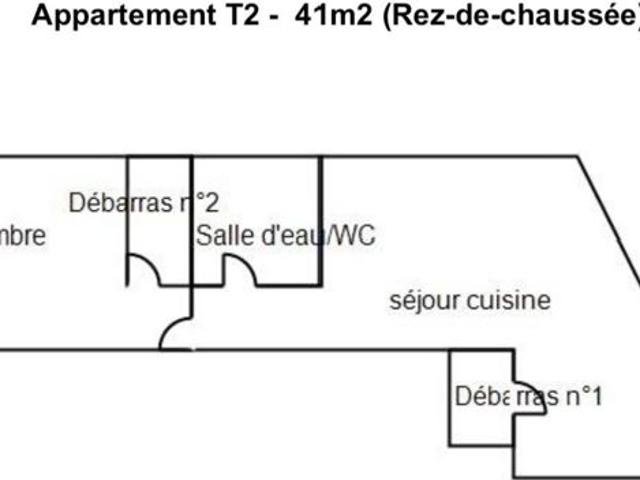 Appartement T2 de 41m2 rdc avec cour intérieure Emplacement stratégique