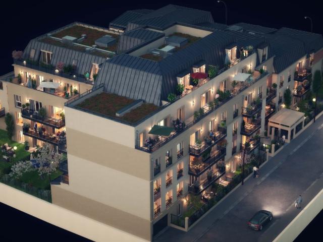 appartement T2 neuf à vendre BEZONS 95, surface habitable 43.62 m2 + terrasse 10.89 m2 + parking s sol