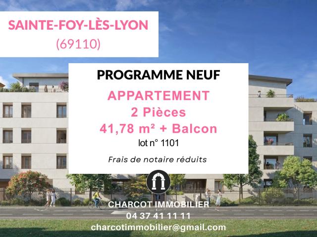 APPARTEMENT T2 NEUF DE 41,78 M2 AVEC BALCON À SAINTE FOY LÈS LYON