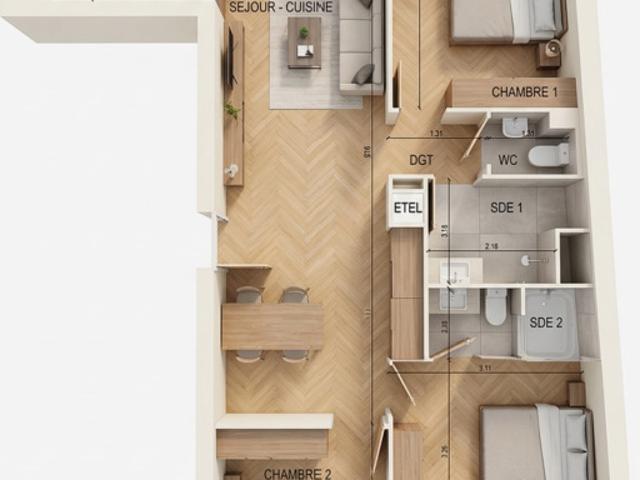 Appartement T4 à Pantin Quatre Chemins