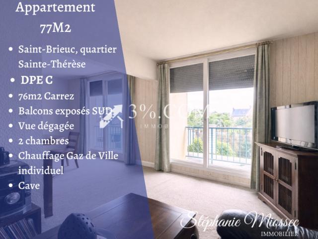 Appartement T4 de 77 m2 avec balcon plein sud