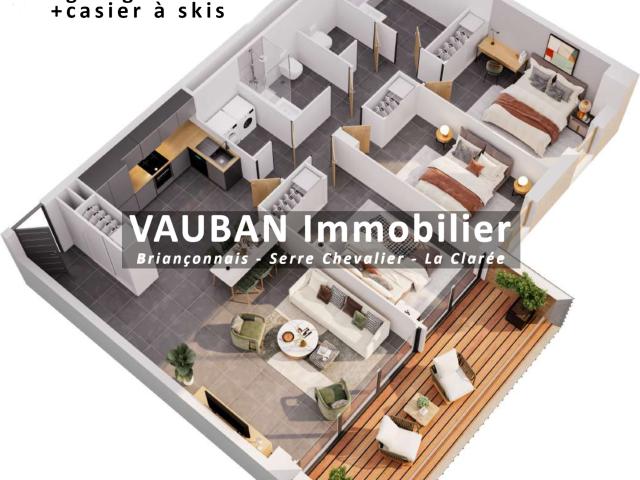 Appartement T4 + garage + casier à skis à Briançon
