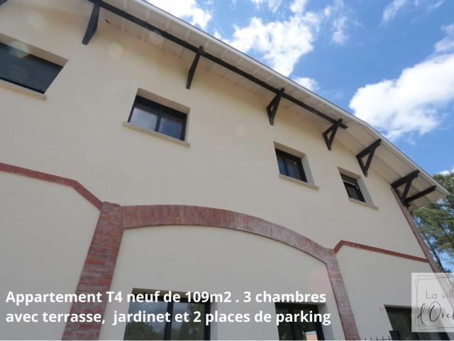 Appartement T4 neuf de 109m2, avec parking, terrasse et jardin