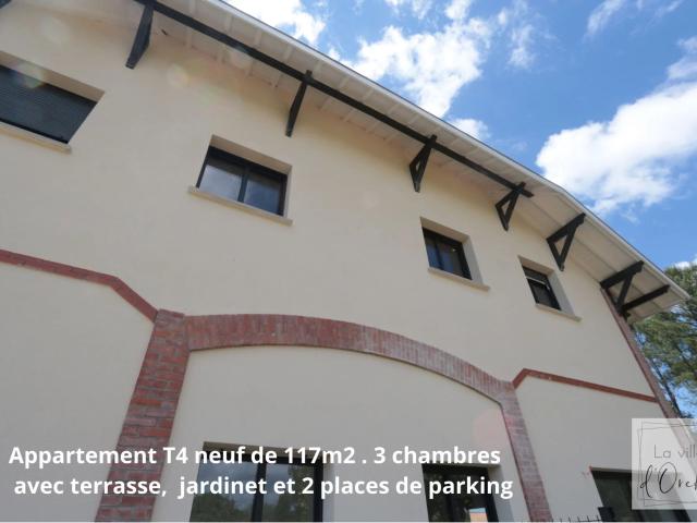 Appartement T4 neuf de 117m2, avec parking, terrasse et jardin