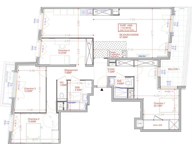 Appartement traversant de 5 pièces avec Terrasse
