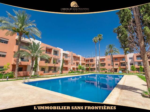 Appartement vide neuf à louer à Targa, Marrakech – RDC – 137 m² – Vue piscine