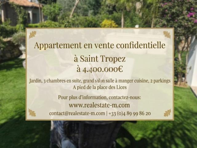 APPARTEMENT VILLA A ST TROPEZ EN HYPER CENTRE / OFF MARKET