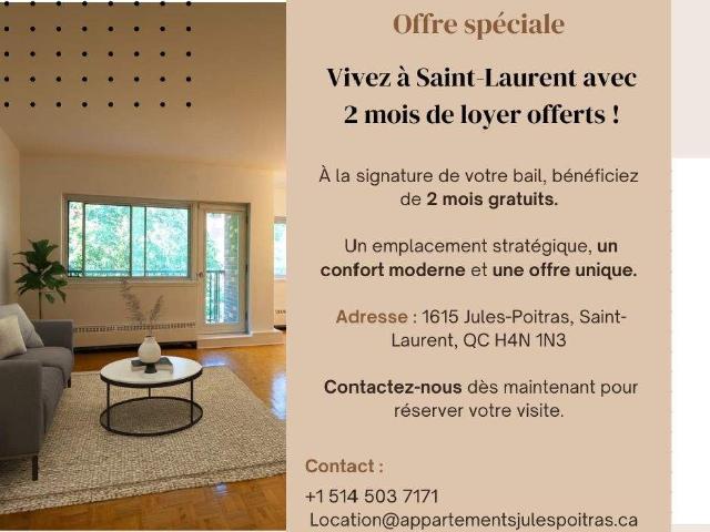 Appartement à Louer 1615 Bd Jules Poitras Saint Laurent H4N 1Z2, Saint Laurent Montréal 9 photos | Logis Québec