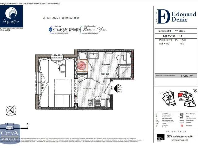 Appartement à louer 1 pièce 17.82m²