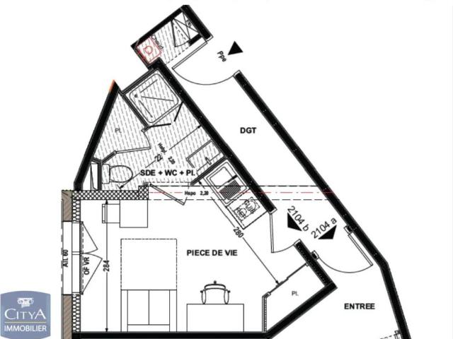 Appartement à louer 1 pièce 18.33m²
