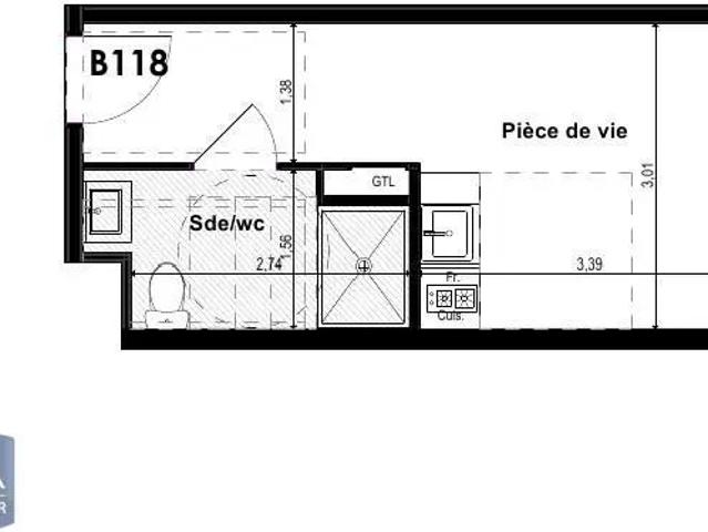 Appartement à louer 1 pièce 19.14m²