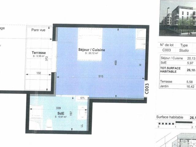 Appartement à louer 1 pièce 26,10 m