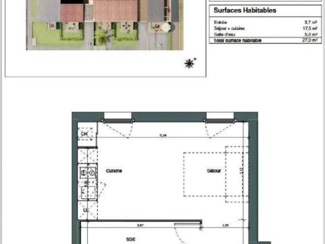 Appartement à louer 1 pièce 27m²
