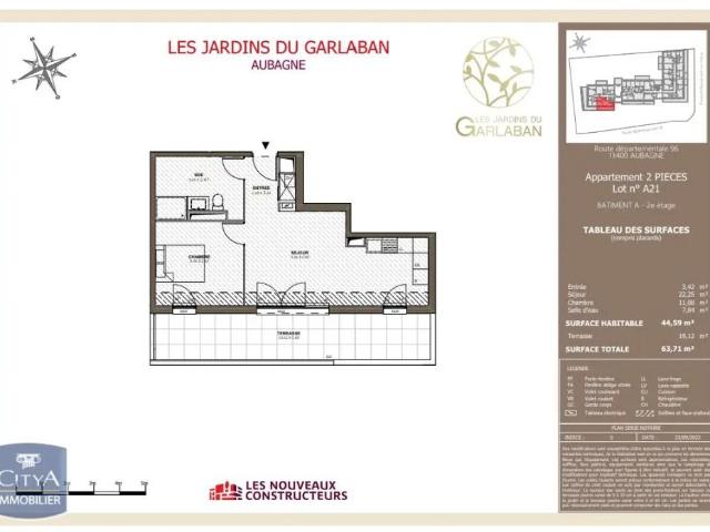 Appartement à louer 2 pièces 44.59m²