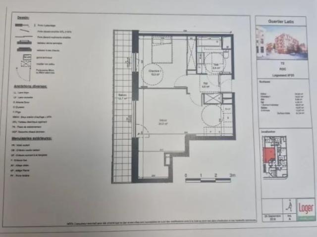 Appartement à louer 2 pièces 48.37m²