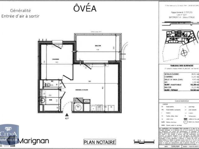 Appartement à louer 2 pièces 42.28m²