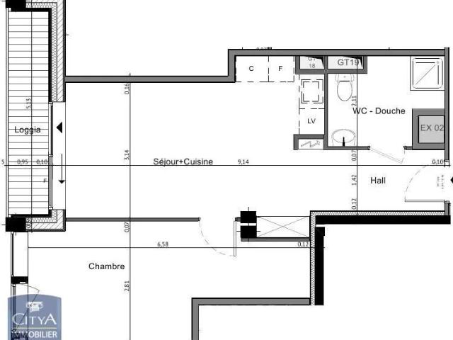Appartement à louer 2 pièces 43.96m²