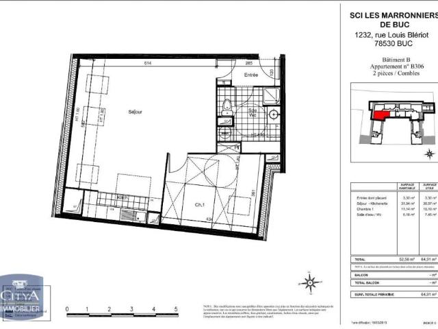 Appartement à louer 2 pièces 52.56m²
