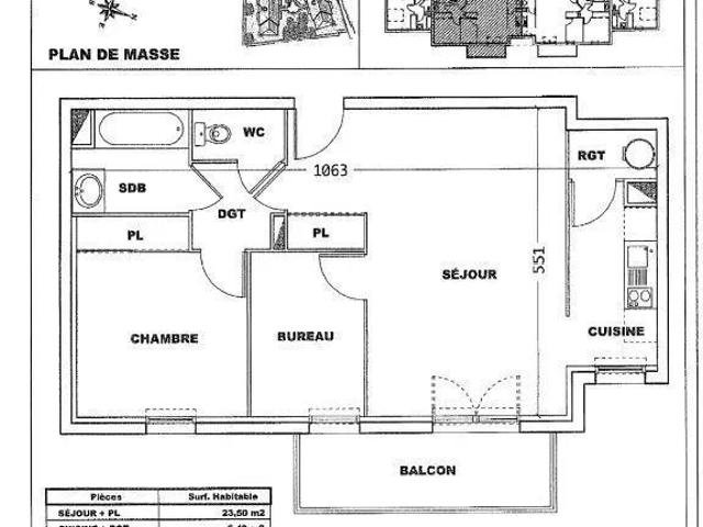Appartement à louer 3 pièces 54.05m²