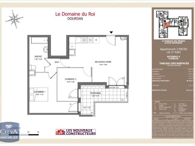 Appartement à louer 3 pièces 55.29m²