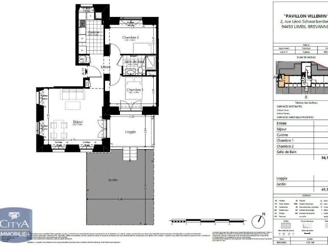 Appartement à louer 3 pièces 56.18m²