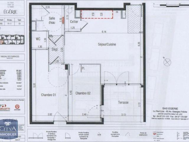 Appartement à louer 3 pièces 65.5m²
