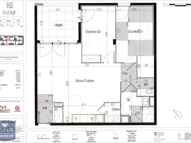 Appartement à louer 3 pièces 68.24m²