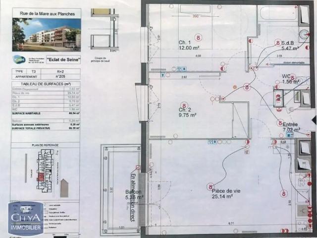 Appartement à louer 3 pièces 60.94m²