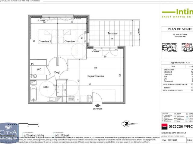 Appartement à louer 3 pièces 63.7m²