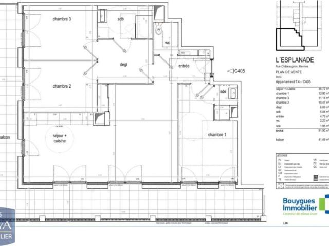 Appartement à louer 4 pièces 91.9m²