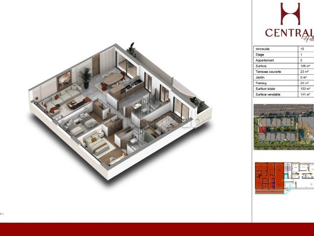 Appartement à vendre à Ain Diab Extension. Surface totale 127 m². Climatisation et piscine