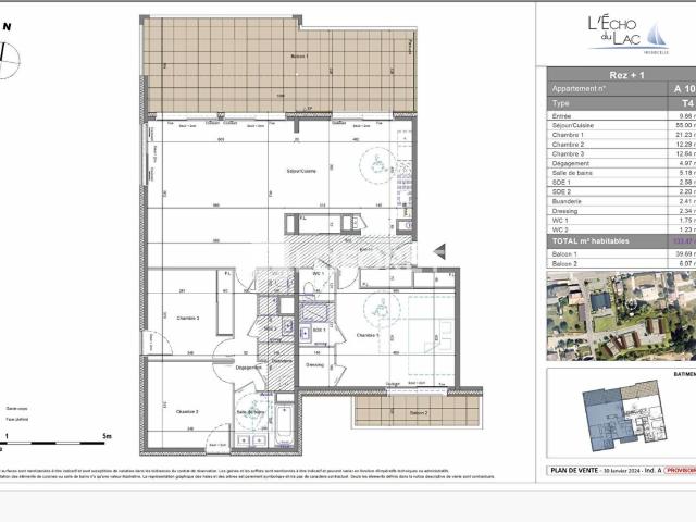 Appartement ATTIQUE Type 4 de 133,46m² au Dernier Etage avec. 133m² Neuvecelle