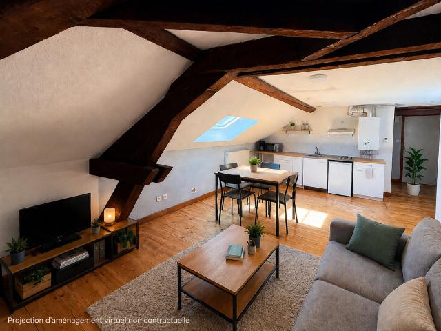 Appartement avec poutres apparentes – 2 chambres, tram à 150 m