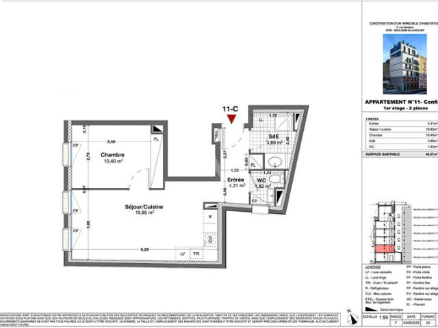 Appartement Boulogne Billancourt 2 pièce s 40.27 m2